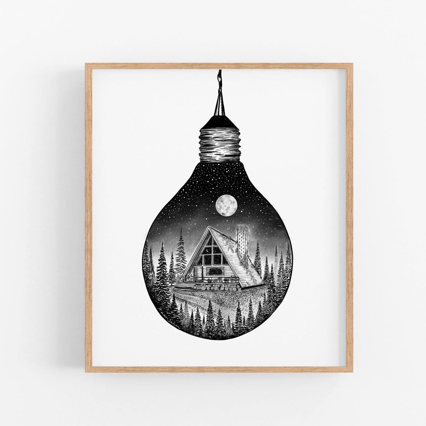 Lightbulb + Cabin Art Print