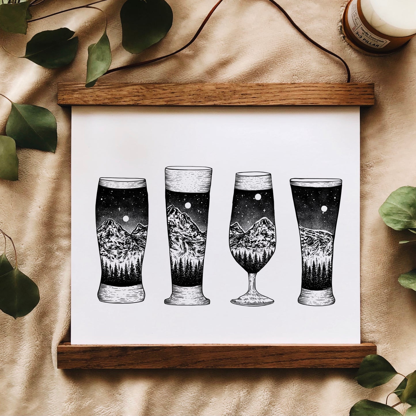 Mountain Beer Glasses Art Print