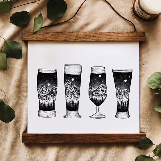 Mountain Beer Glasses Art Print