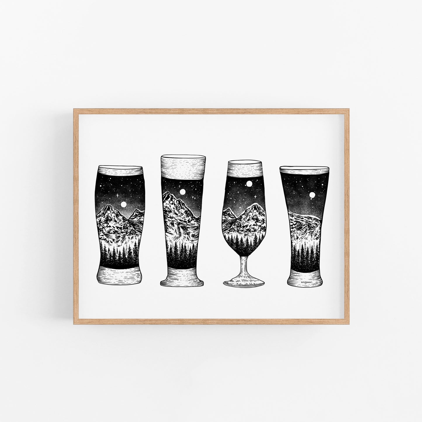 Mountain Beer Glasses Art Print