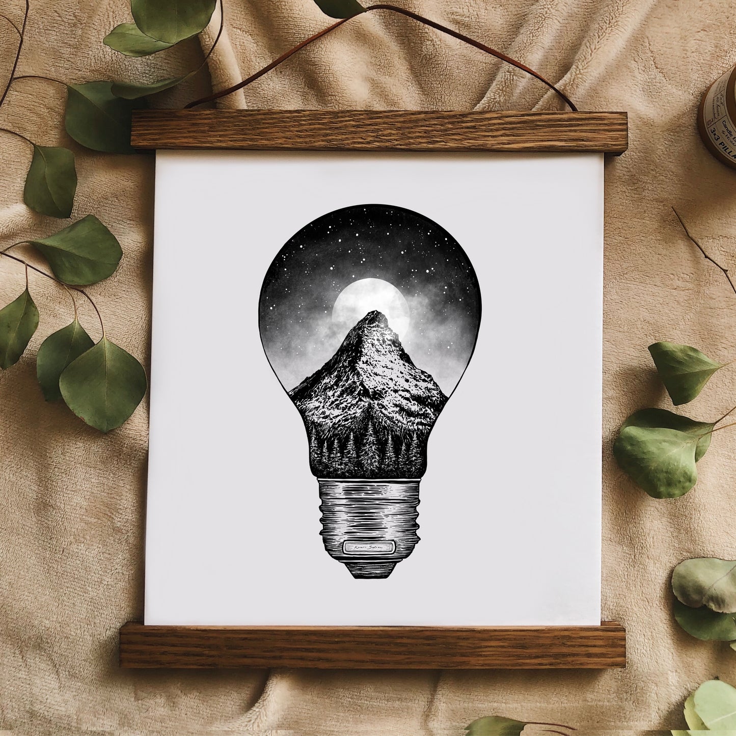 Mountain Lightbulb Art Print
