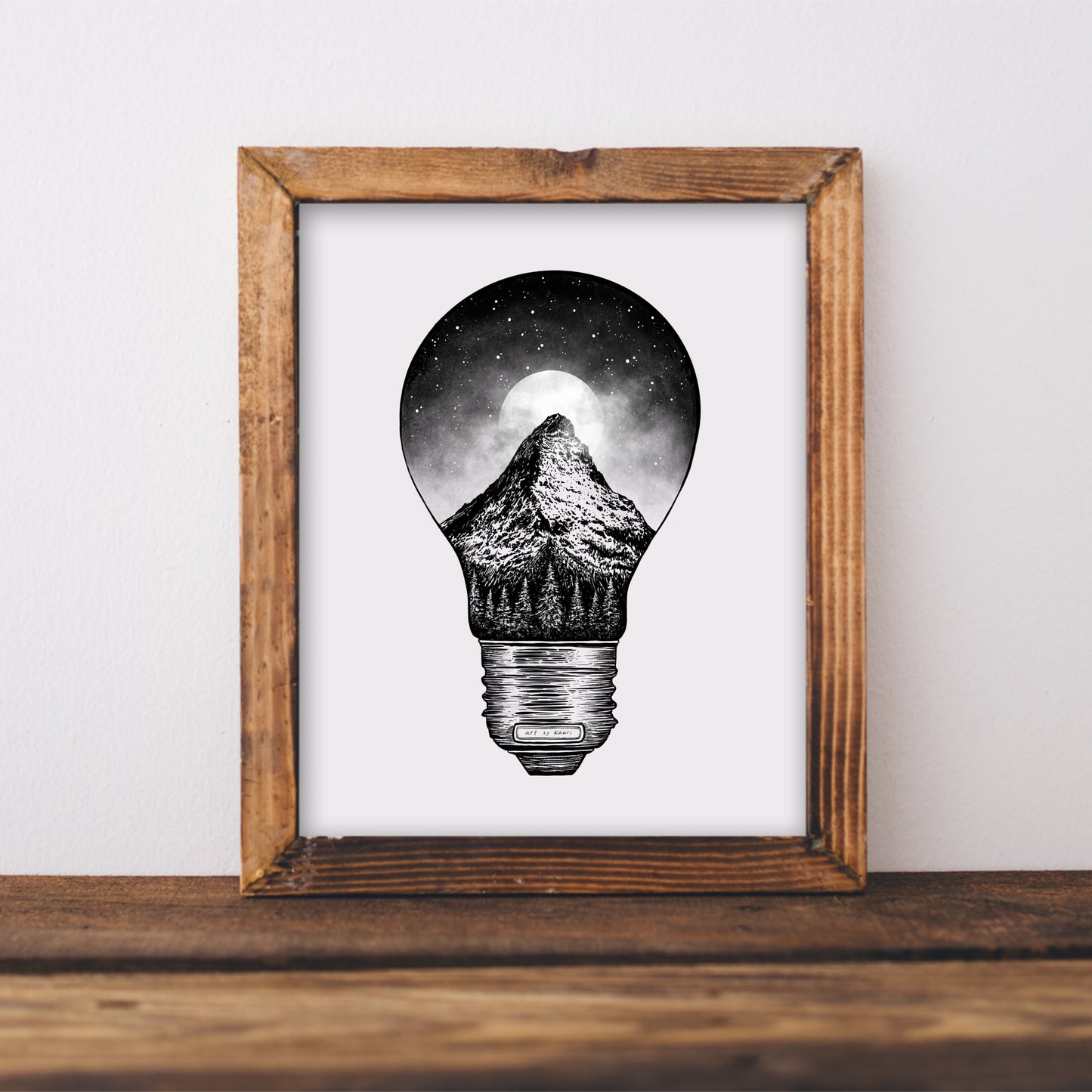 Mountain Lightbulb Art Print