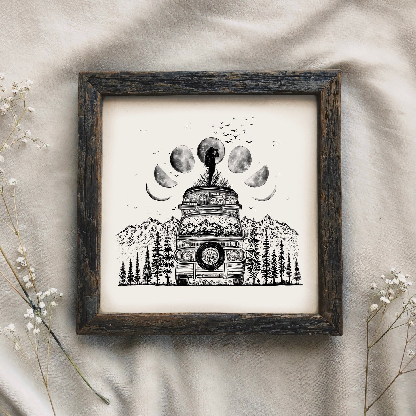 Van + Moon Phases Art Print