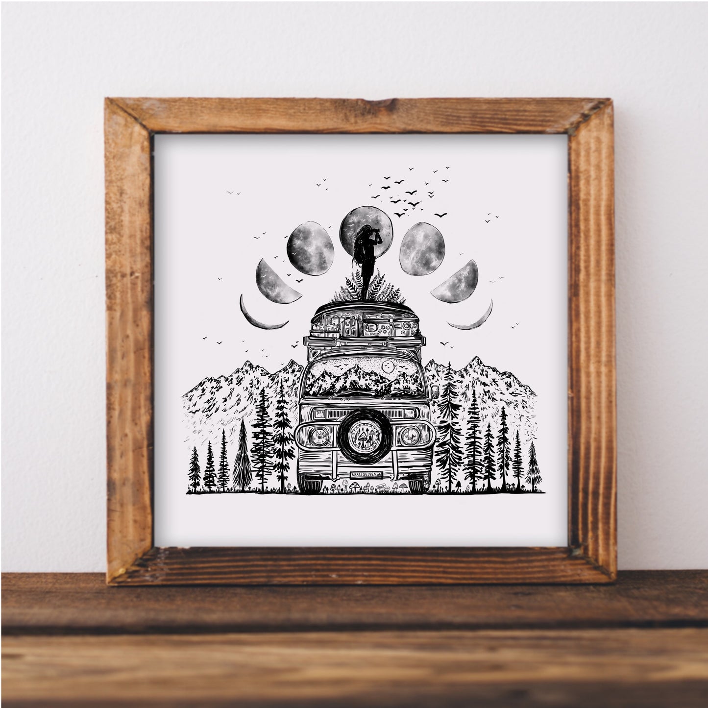 Van + Moon Phases Art Print