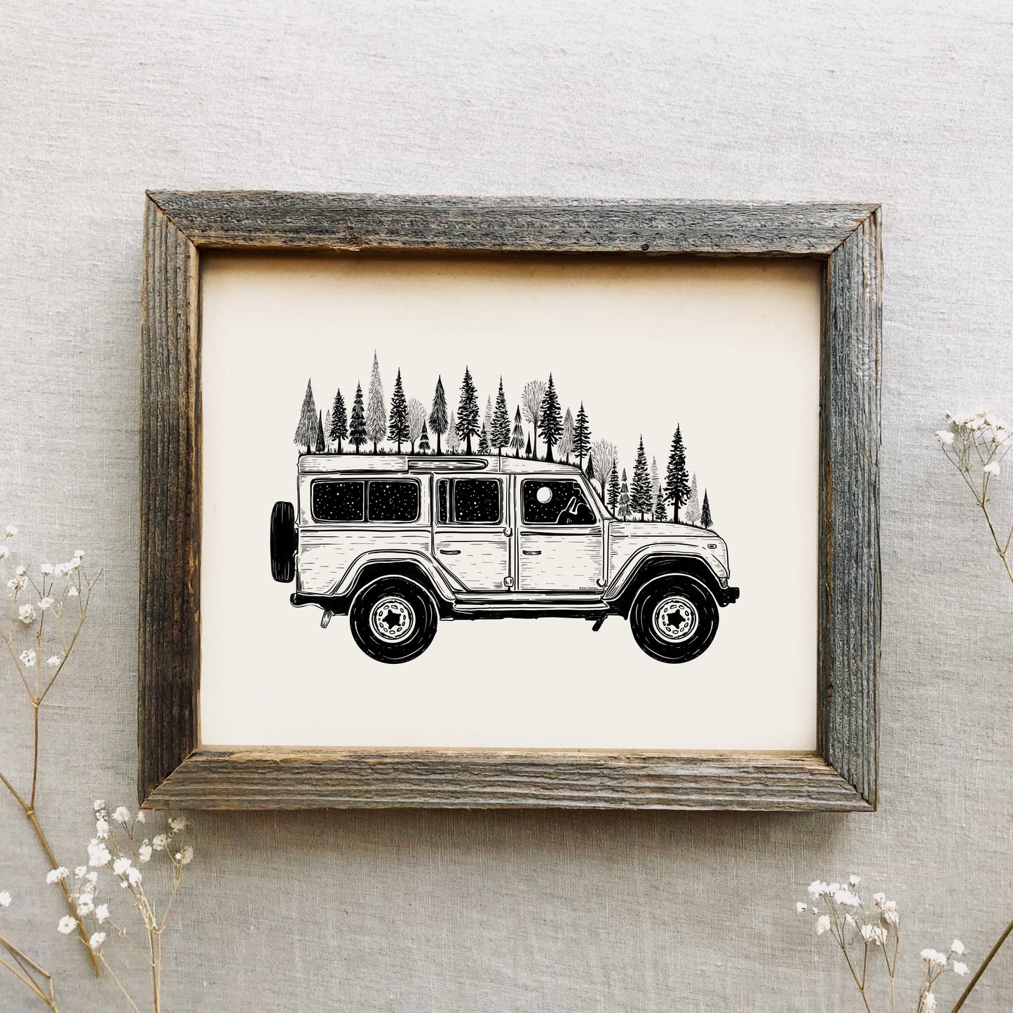 Forested Jeep Art Print