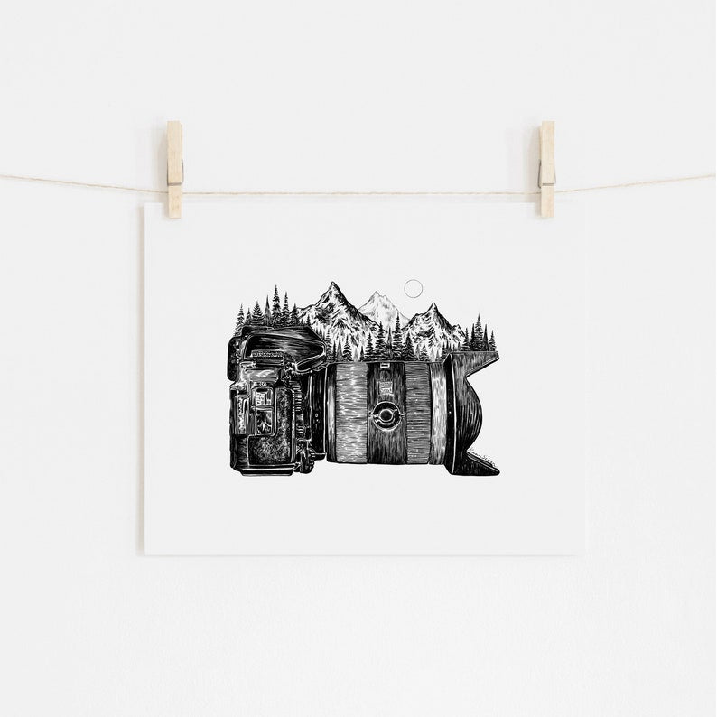 Mountain Camera Side View Art Print