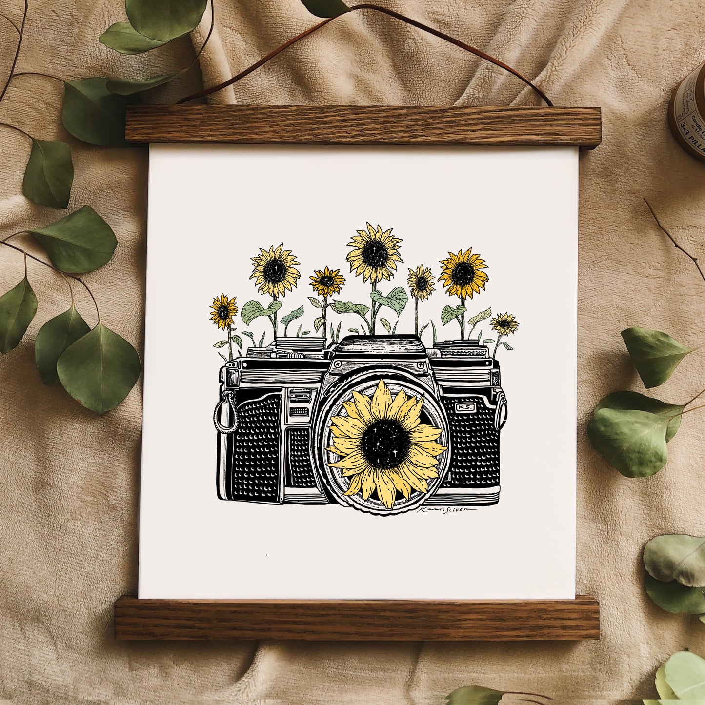 Sunflower Camera in Color Art Print