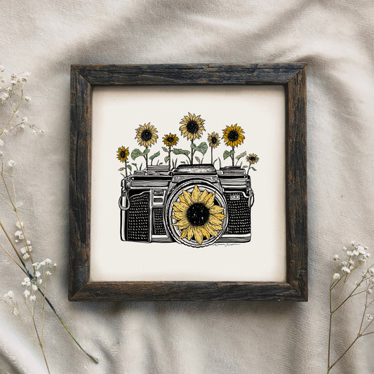 Sunflower Camera in Color Art Print