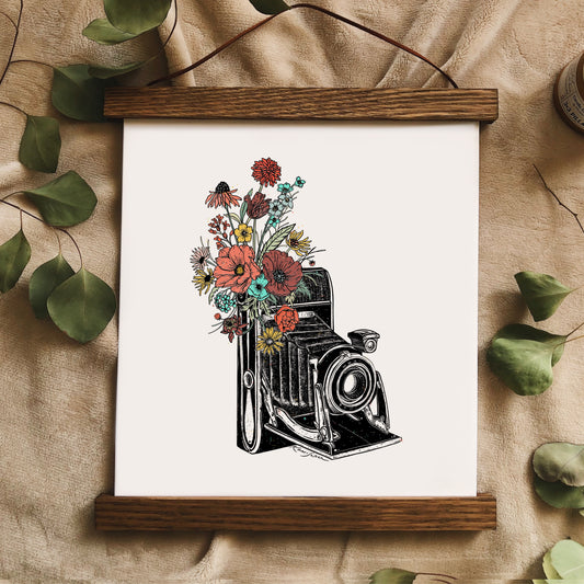 Floral Vintage Camera II Art Print