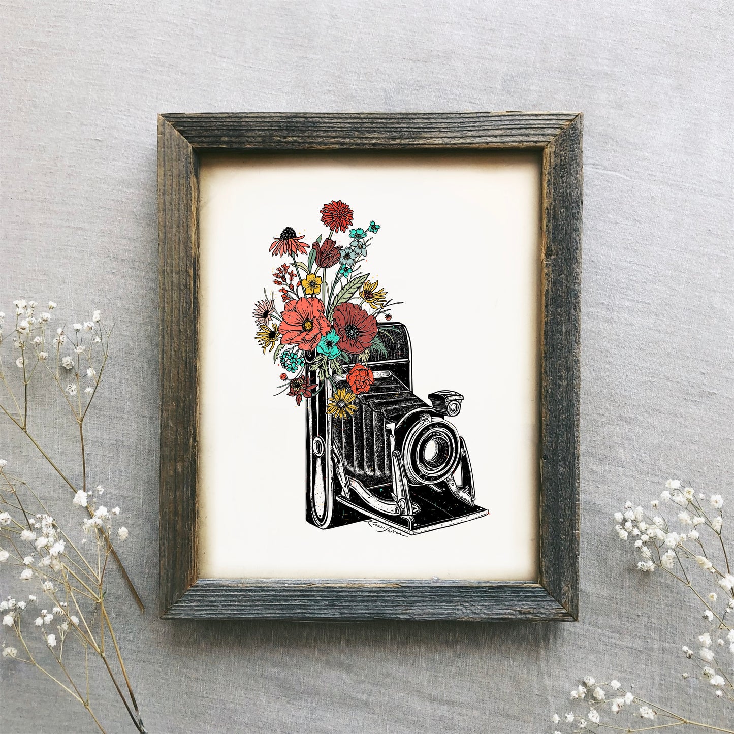 Floral Vintage Camera II Art Print