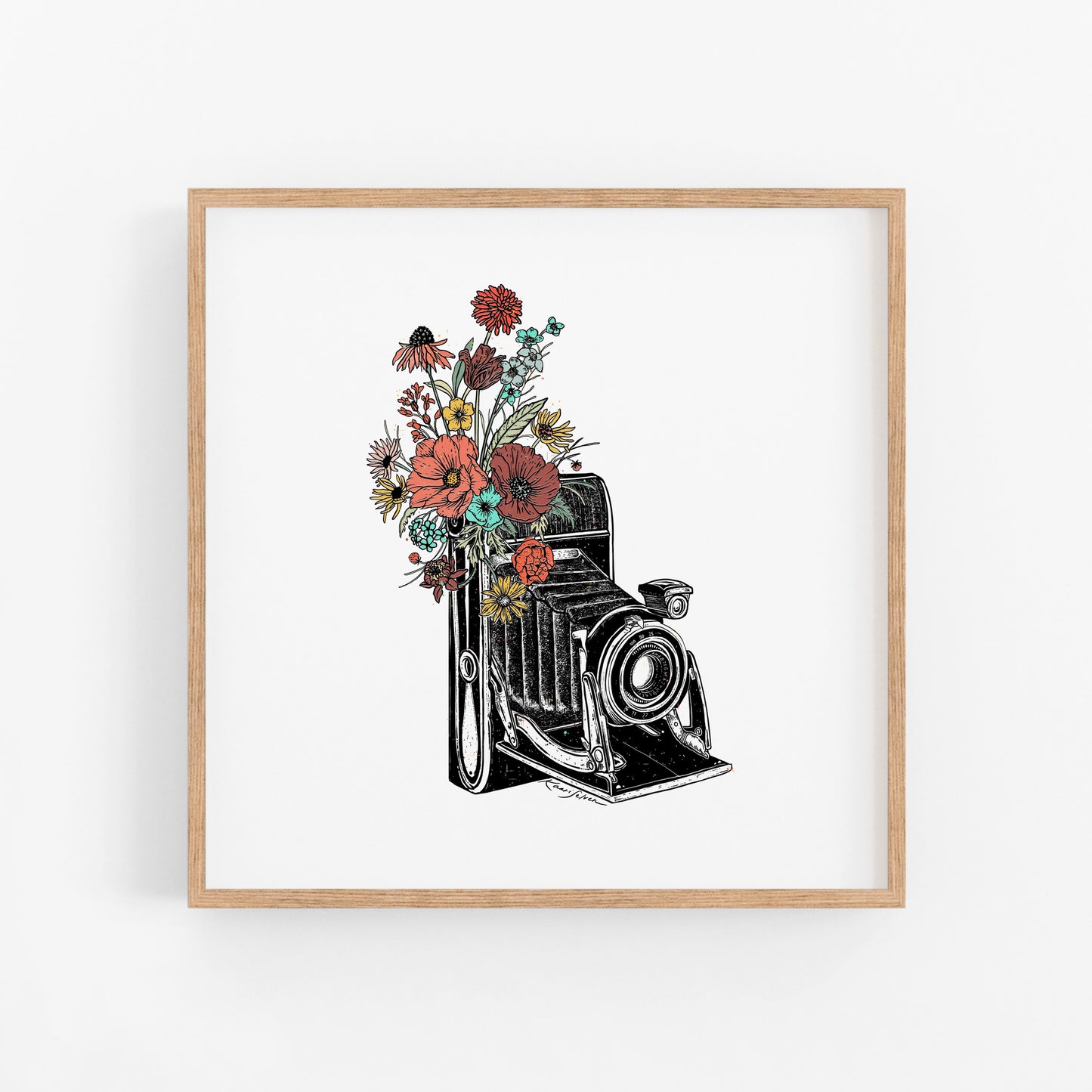 Floral Vintage Camera II Art Print