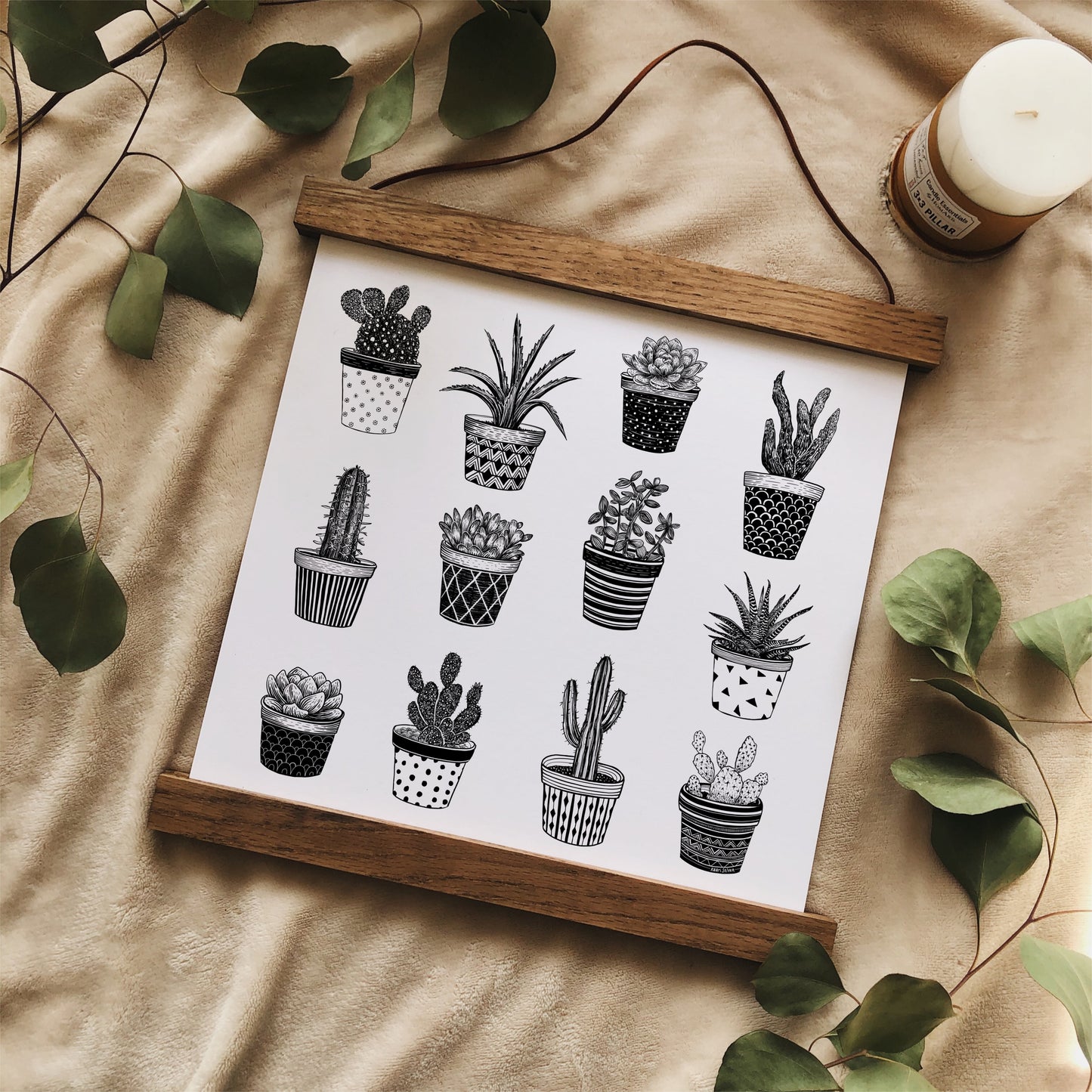 Cactus and Succulent Plant Pots Art Print