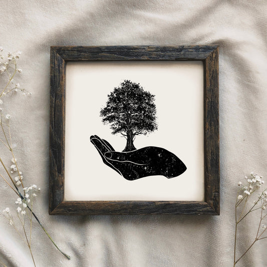 Tree in Hand Art Print
