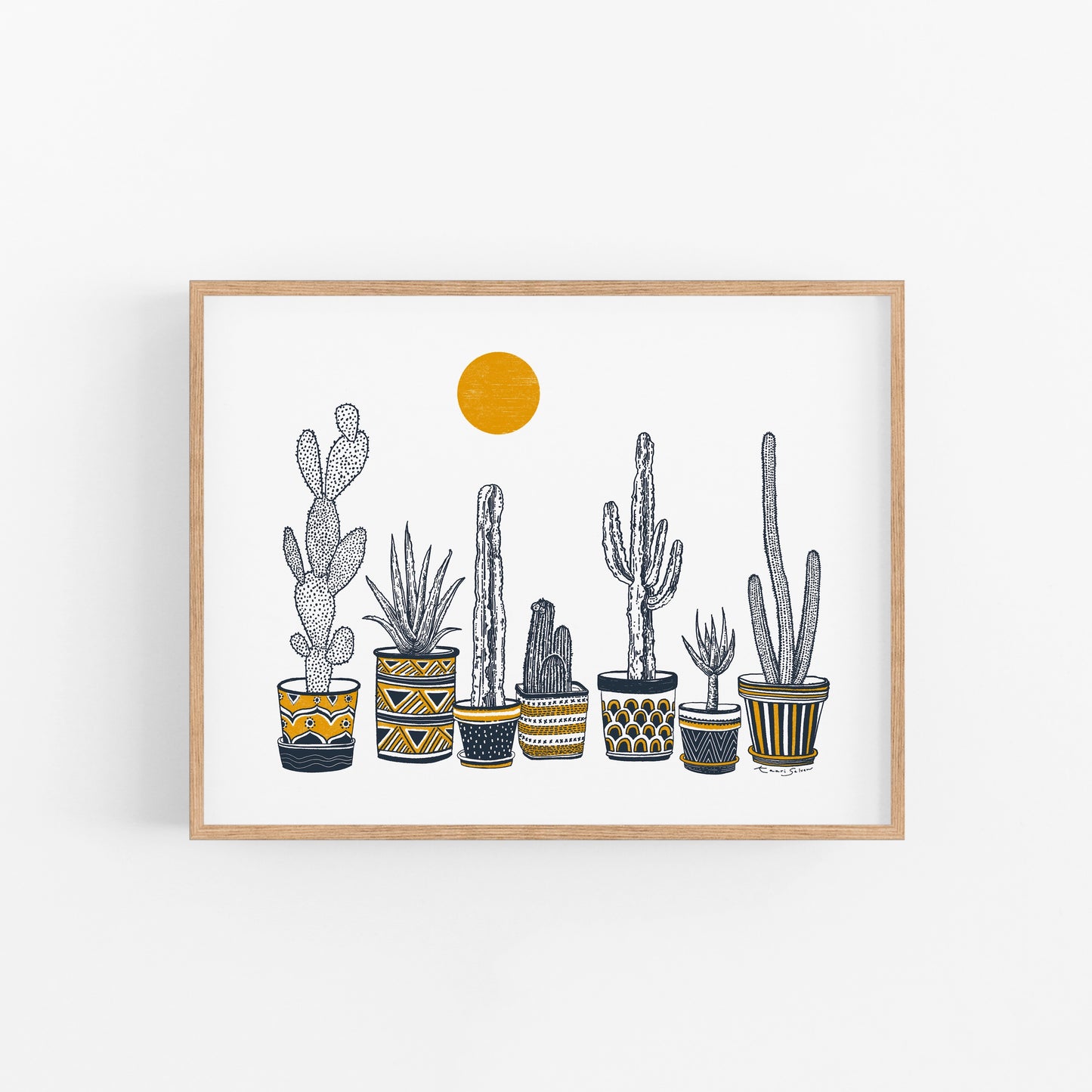 Cactus Potted Plants (in Blue and Yellow) Art Print