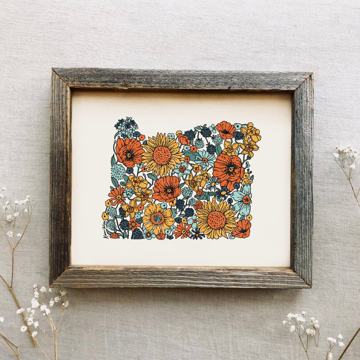 Oregon State Flower Outline Art Print