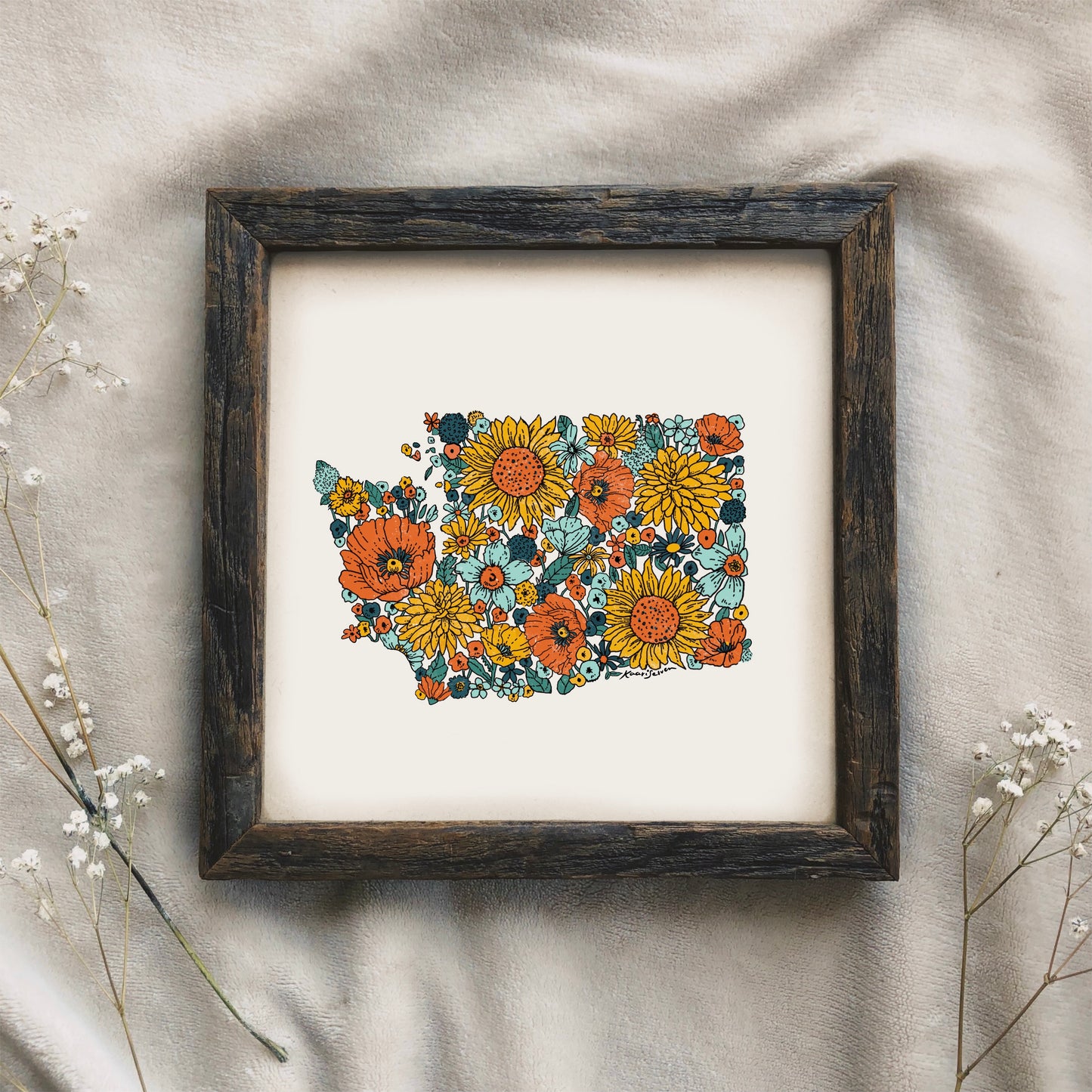 Washington State Flower Outline Art Print