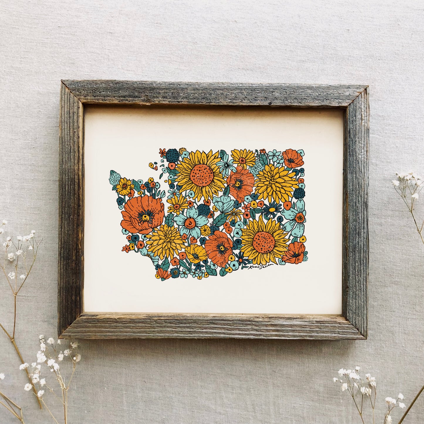 Washington State Flower Outline Art Print