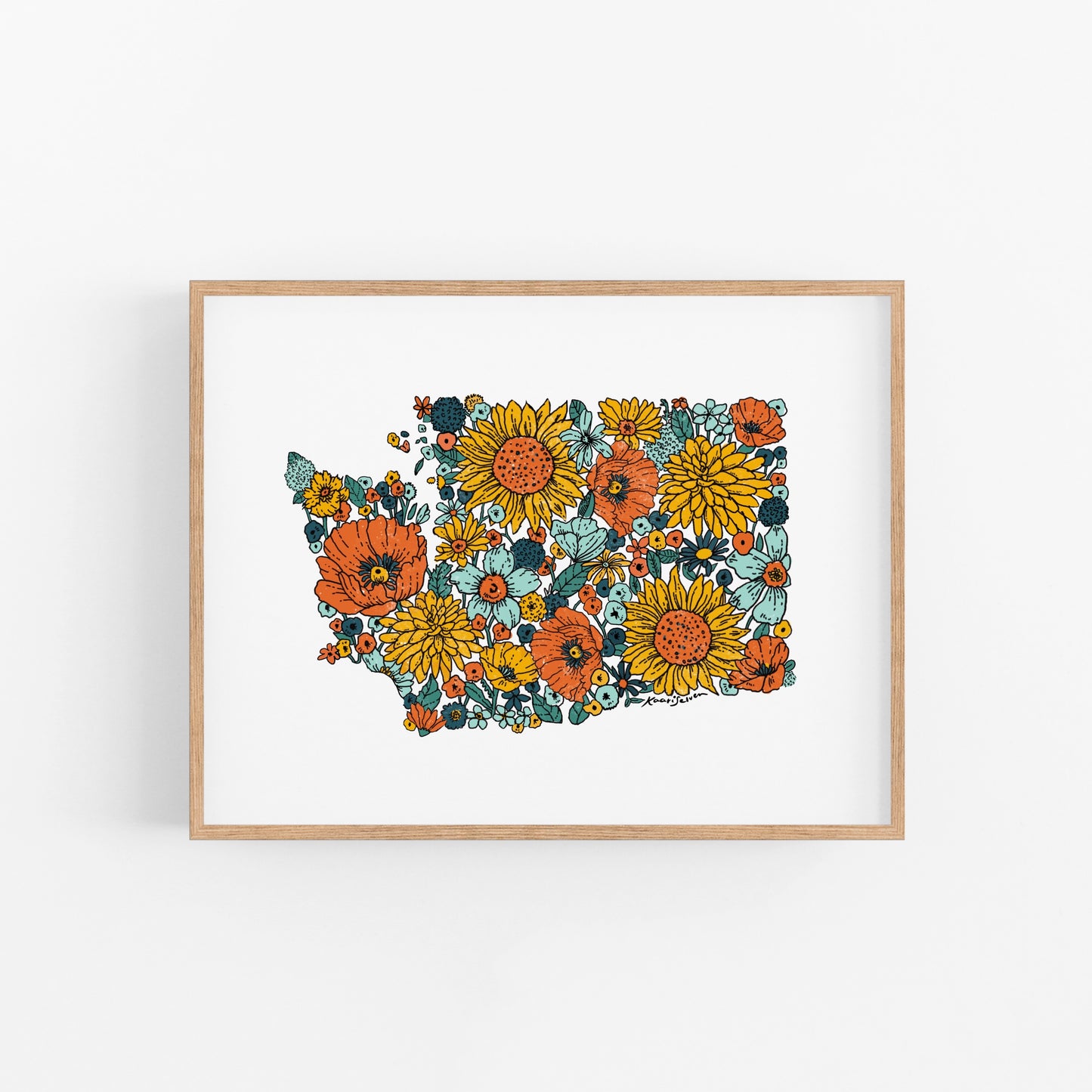 Washington State Flower Outline Art Print