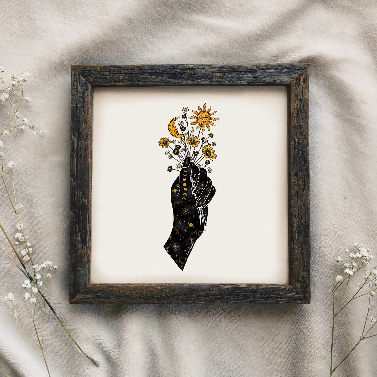 Sun and Moon in Hand Art Print