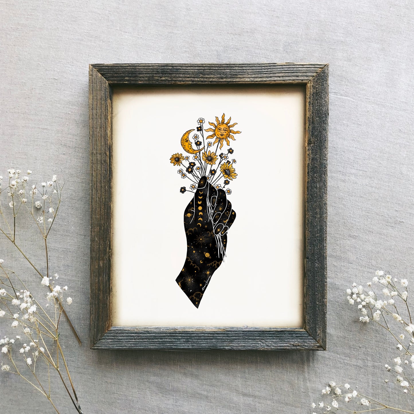 Sun and Moon in Hand Art Print
