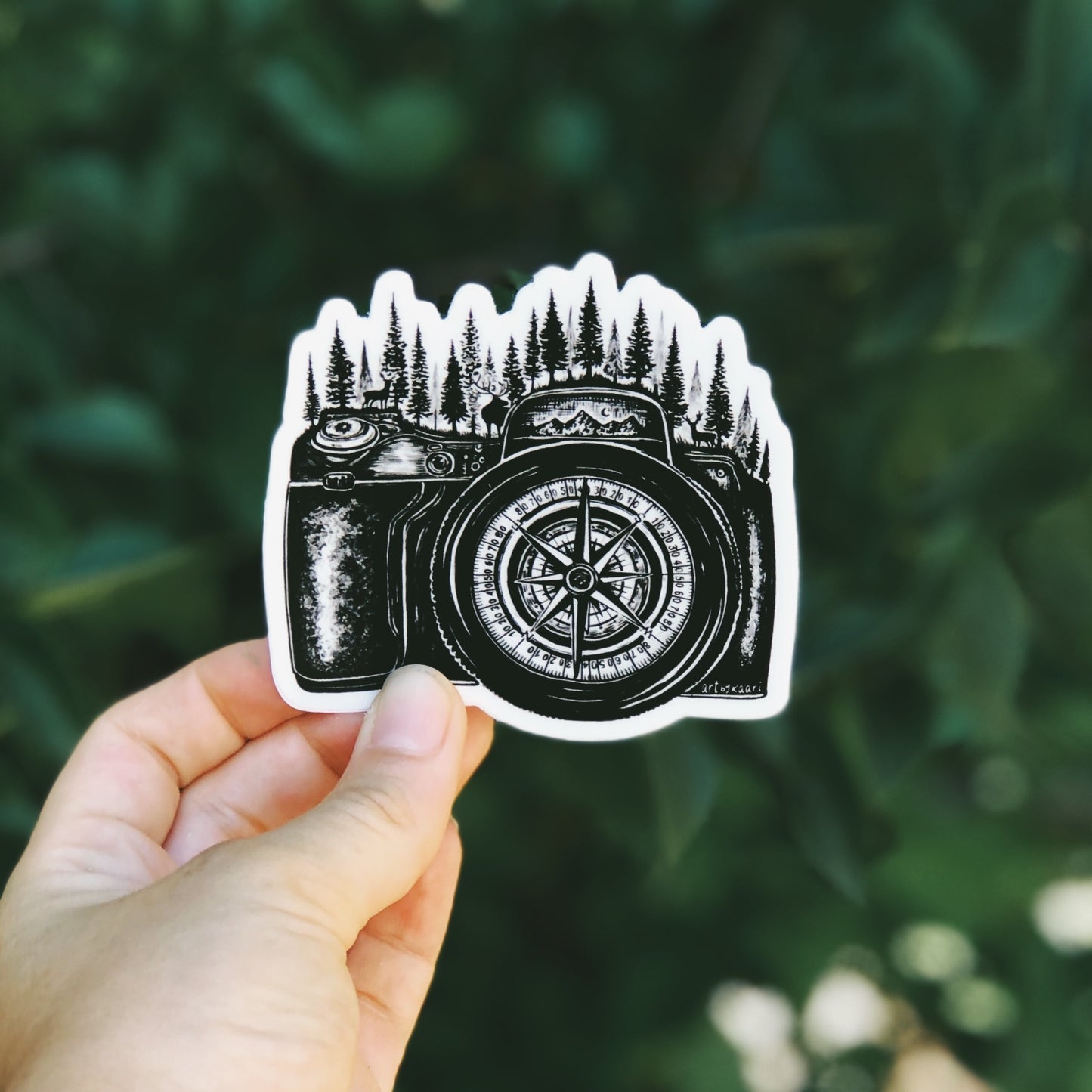 Compass Camera Vinyl Sticker
