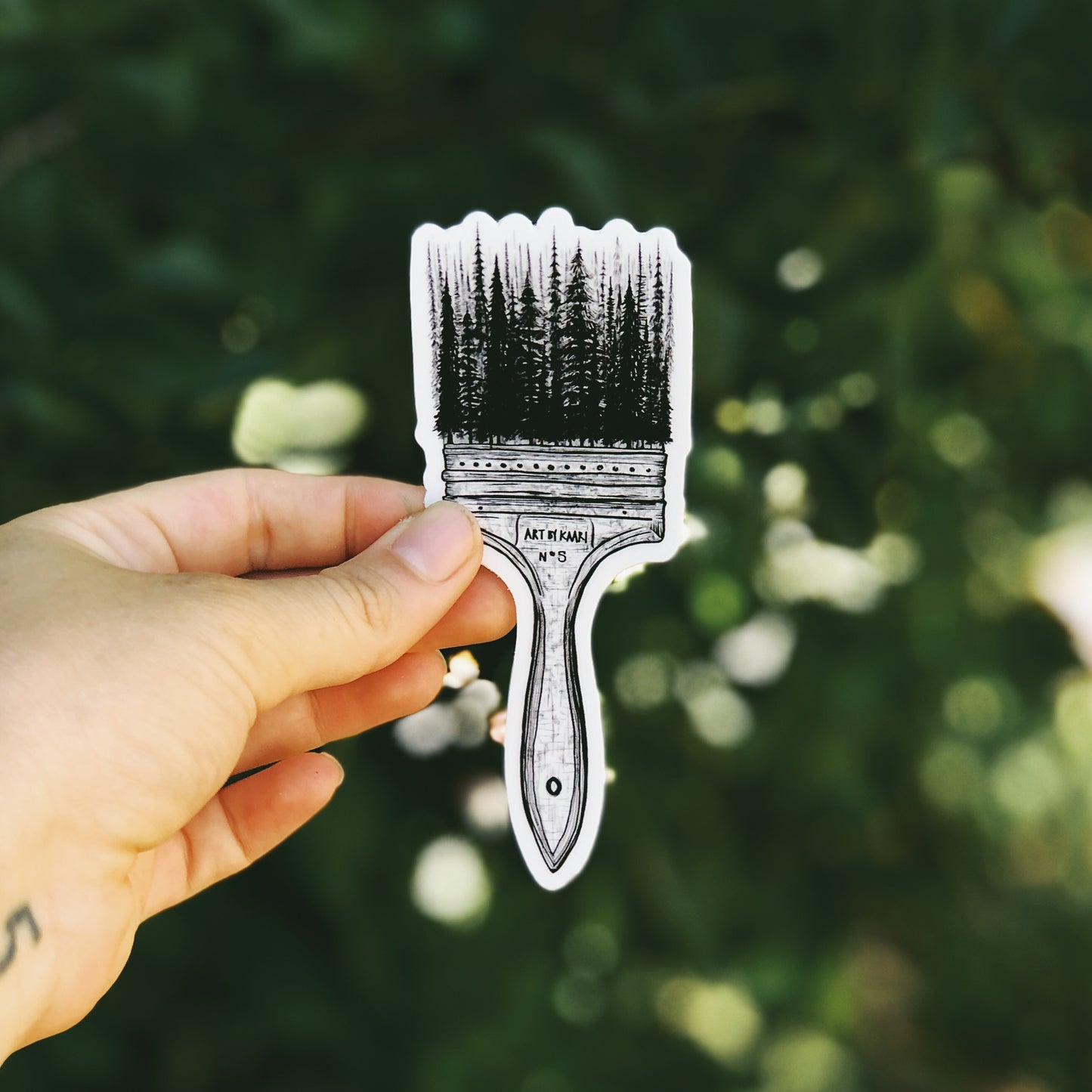 Forested Paintbrush Vinyl Sticker