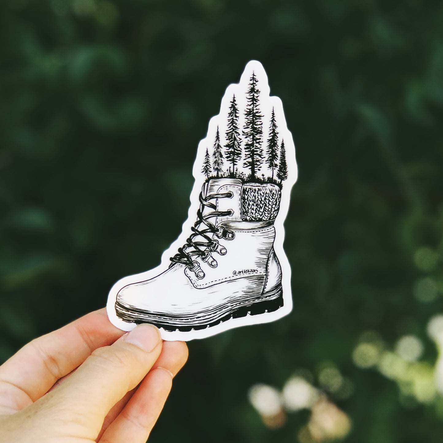 Forested Hiking Boot Vinyl Sticker