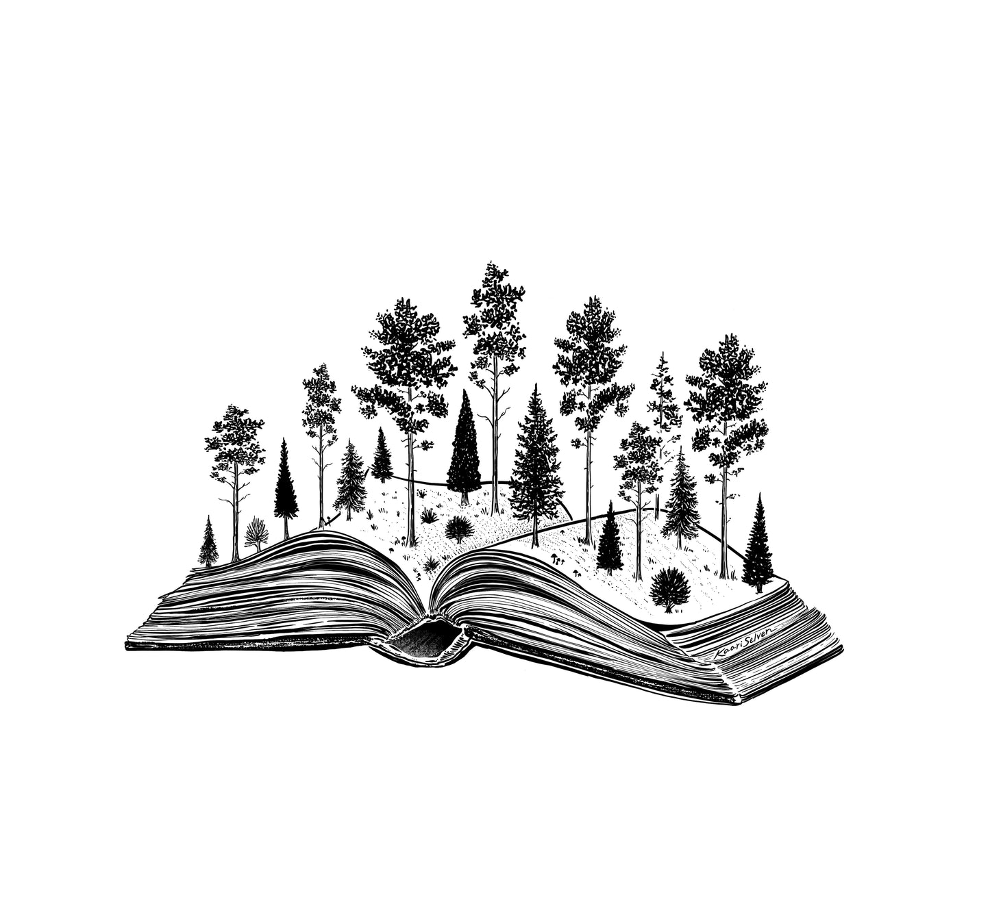 Forested Book Vinyl Sticker