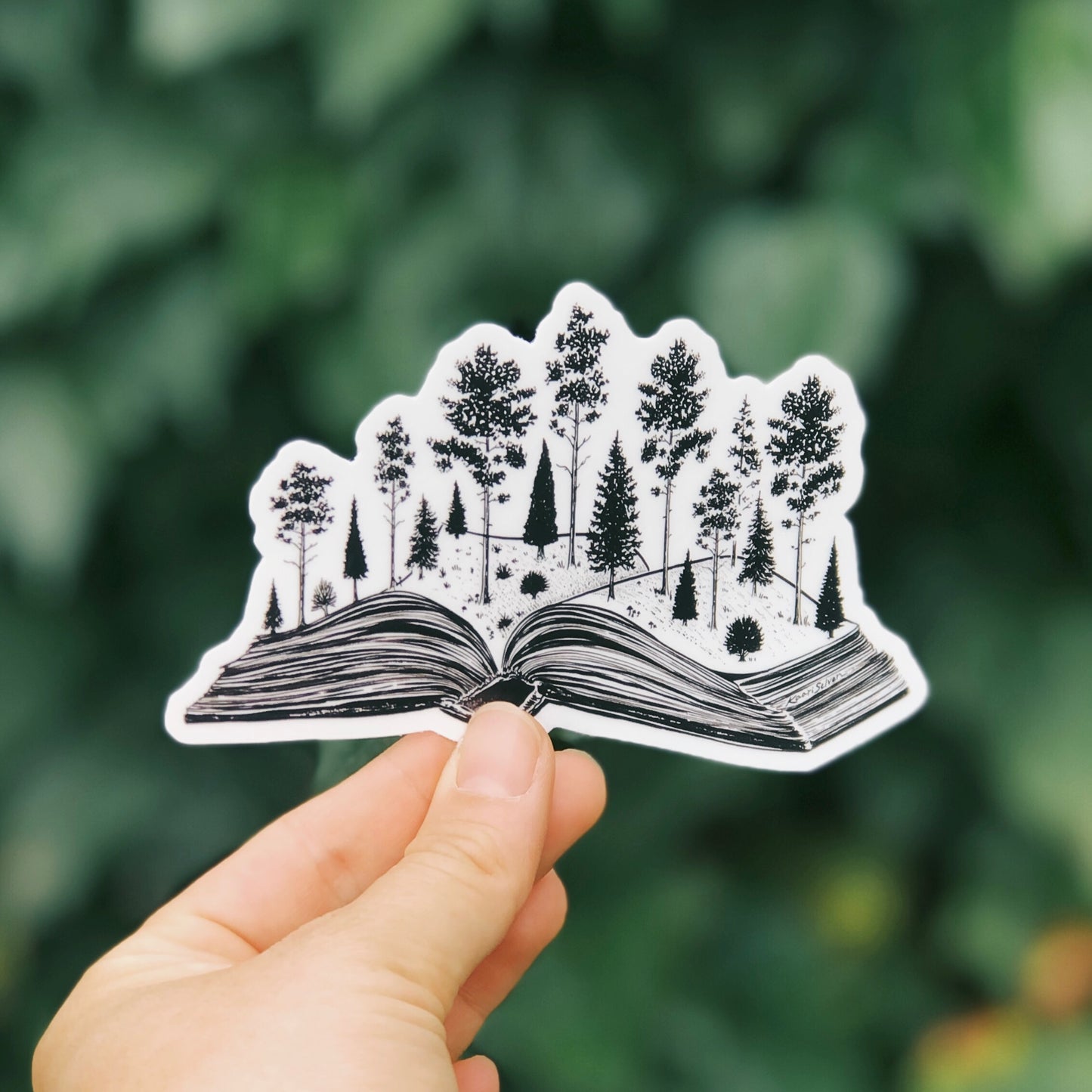 Forested Book Vinyl Sticker