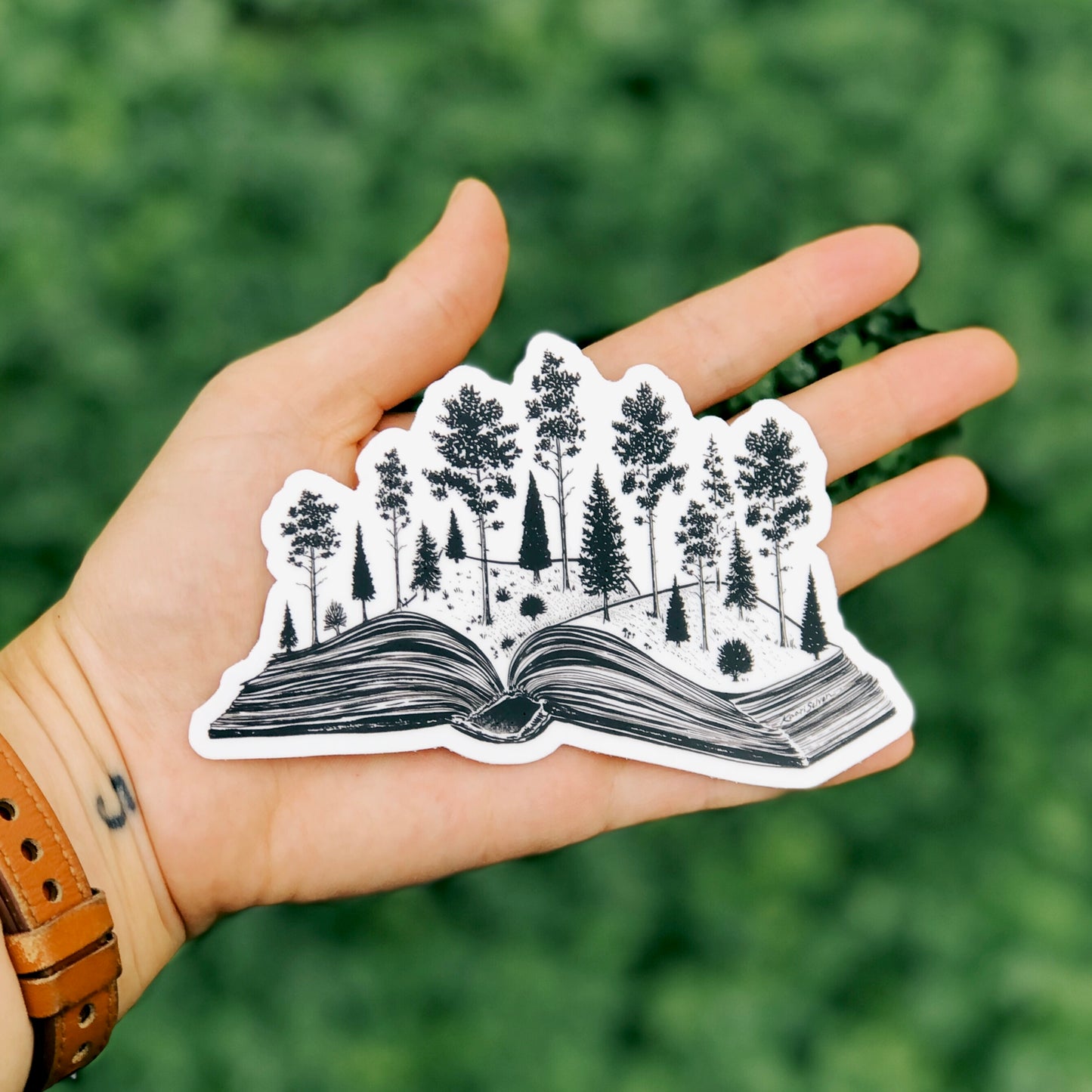 Forested Book Vinyl Sticker