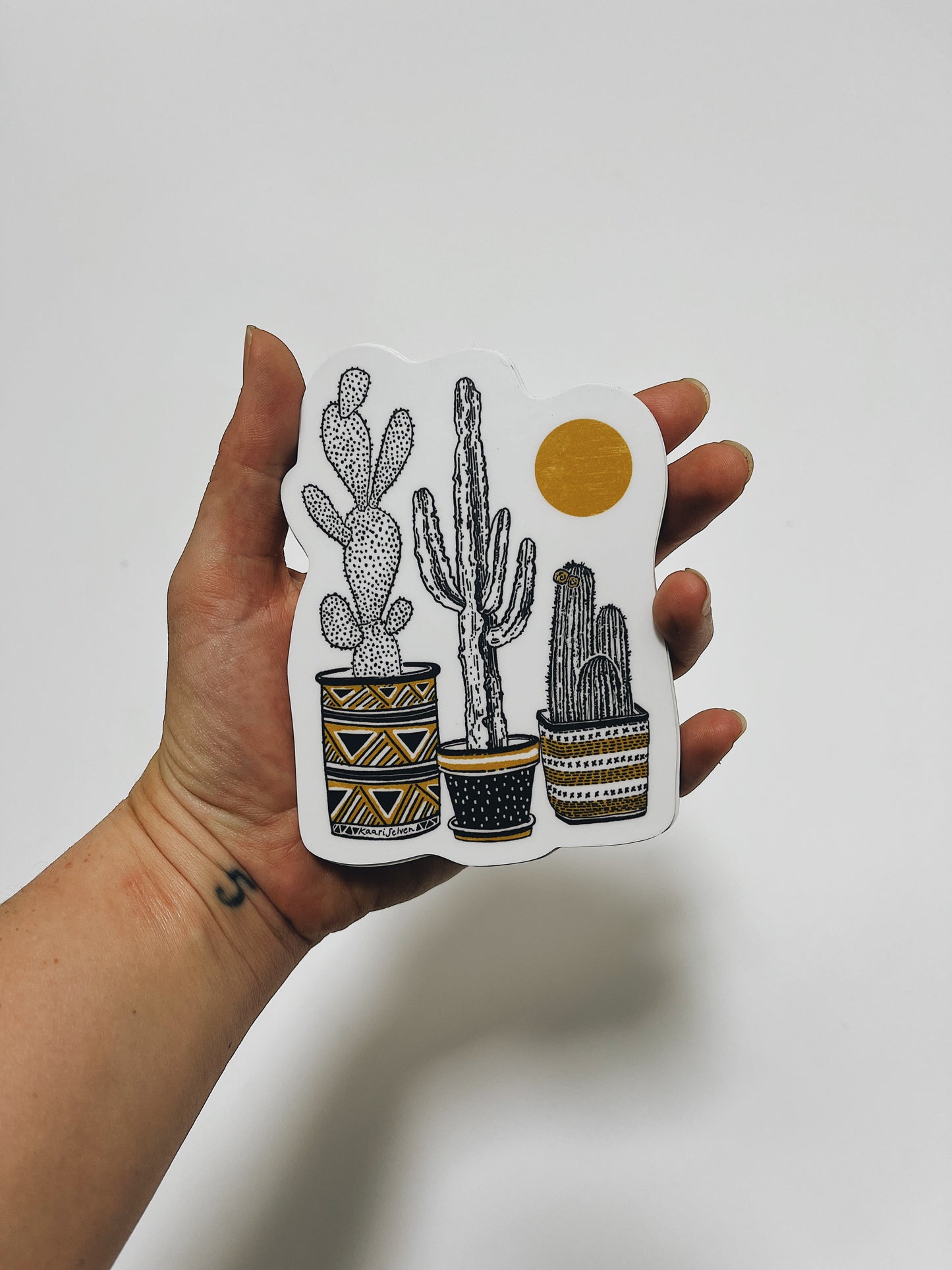 3 Cactus Pots Vinyl Sticker