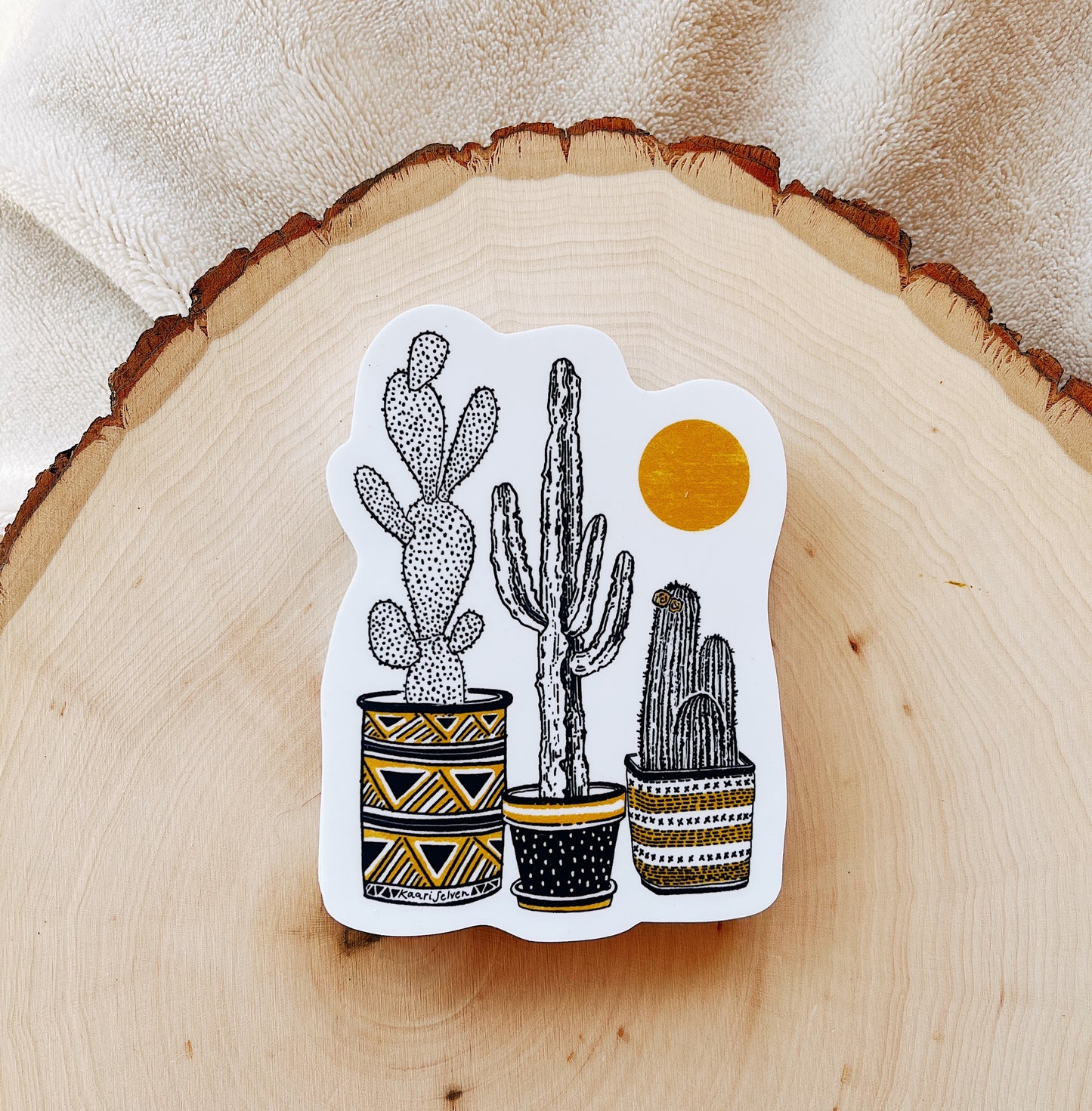3 Cactus Pots Vinyl Sticker
