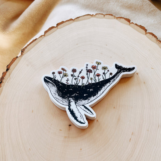 Floral Whale Vinyl Sticker