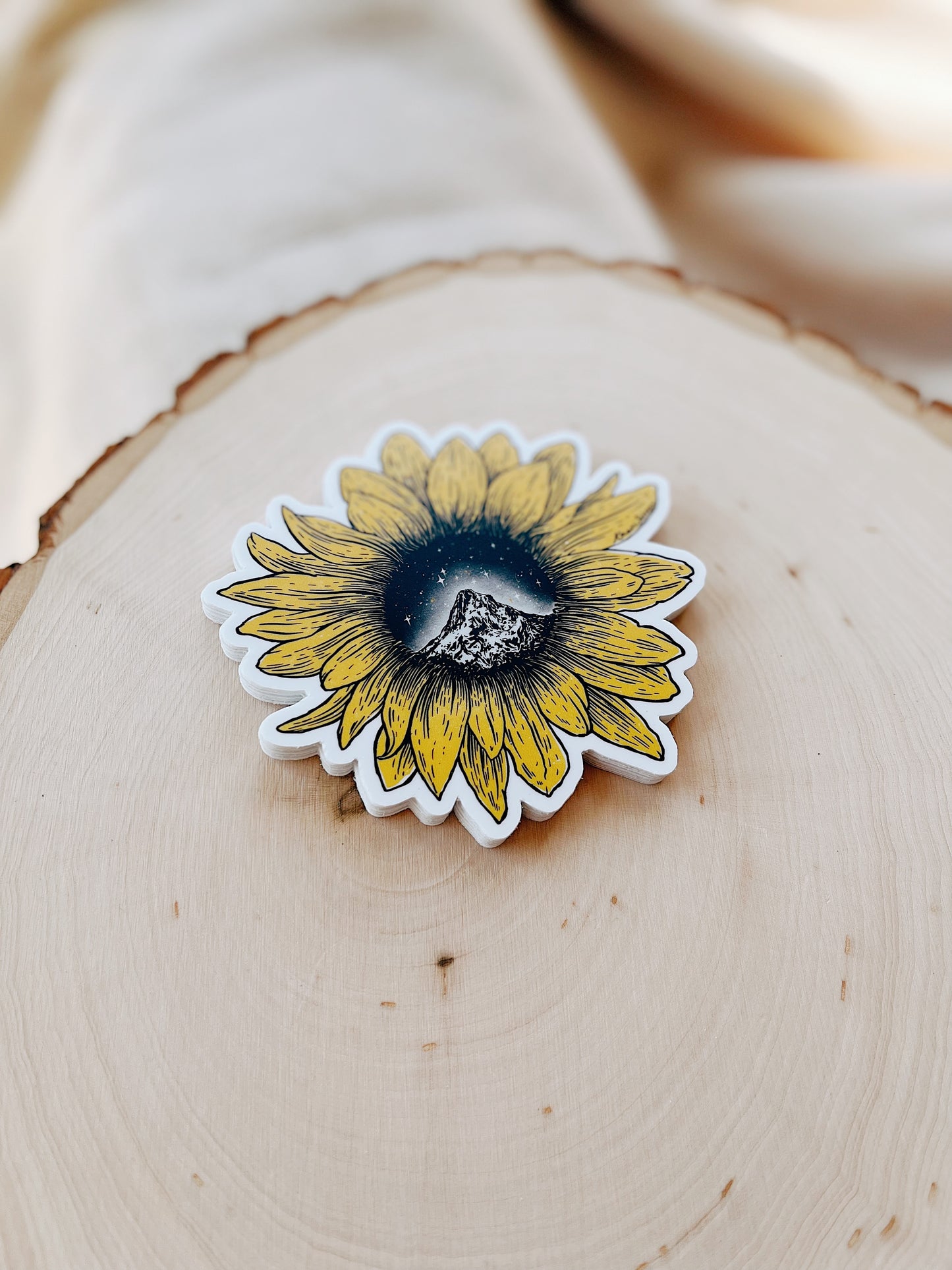 Yellow Mountain Sunflower Vinyl Sticker