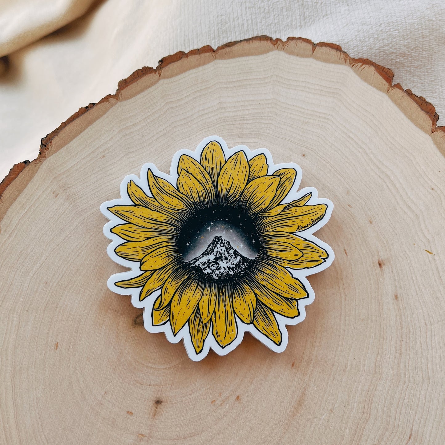 Yellow Mountain Sunflower Vinyl Sticker