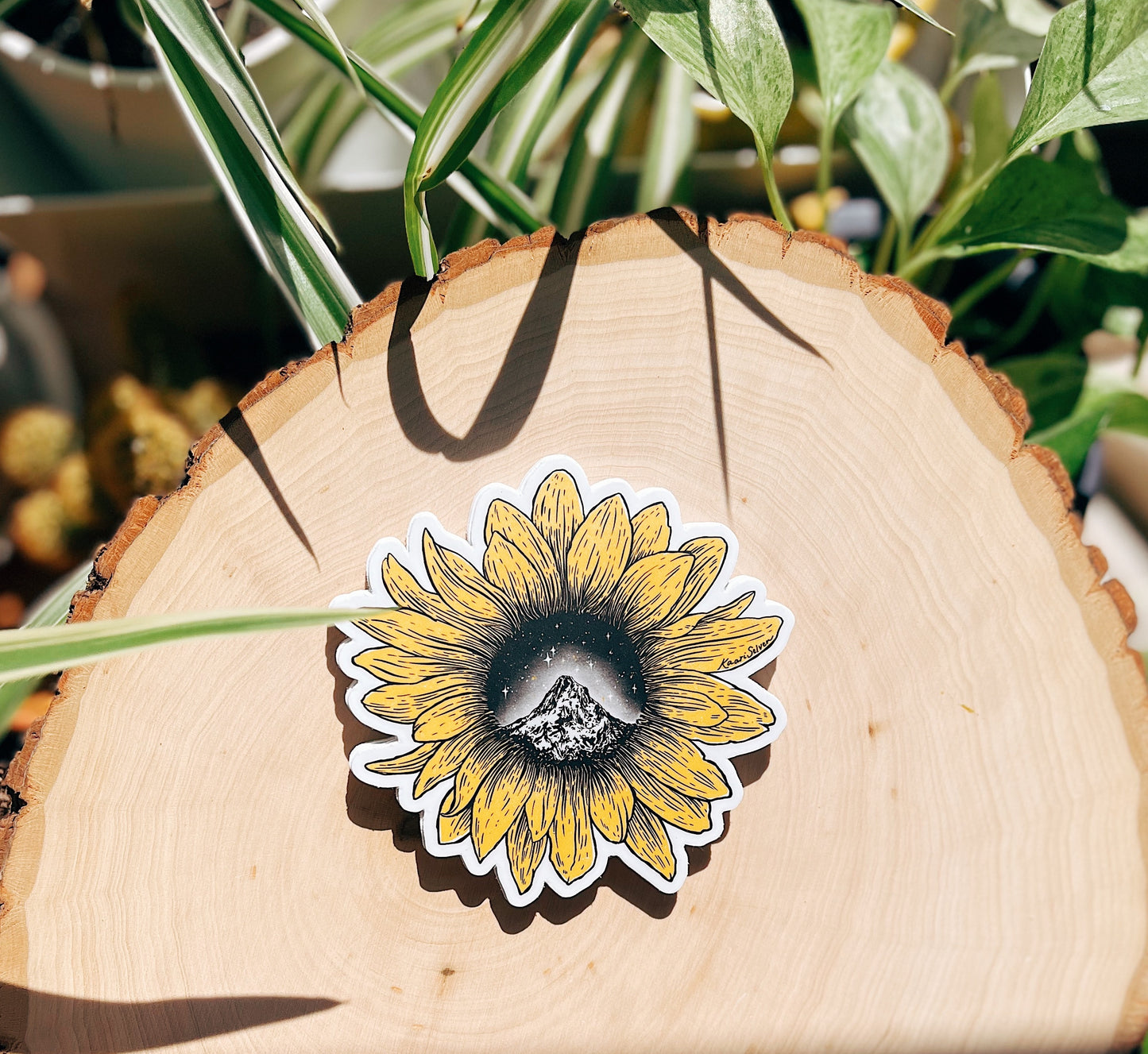 Yellow Mountain Sunflower Vinyl Sticker