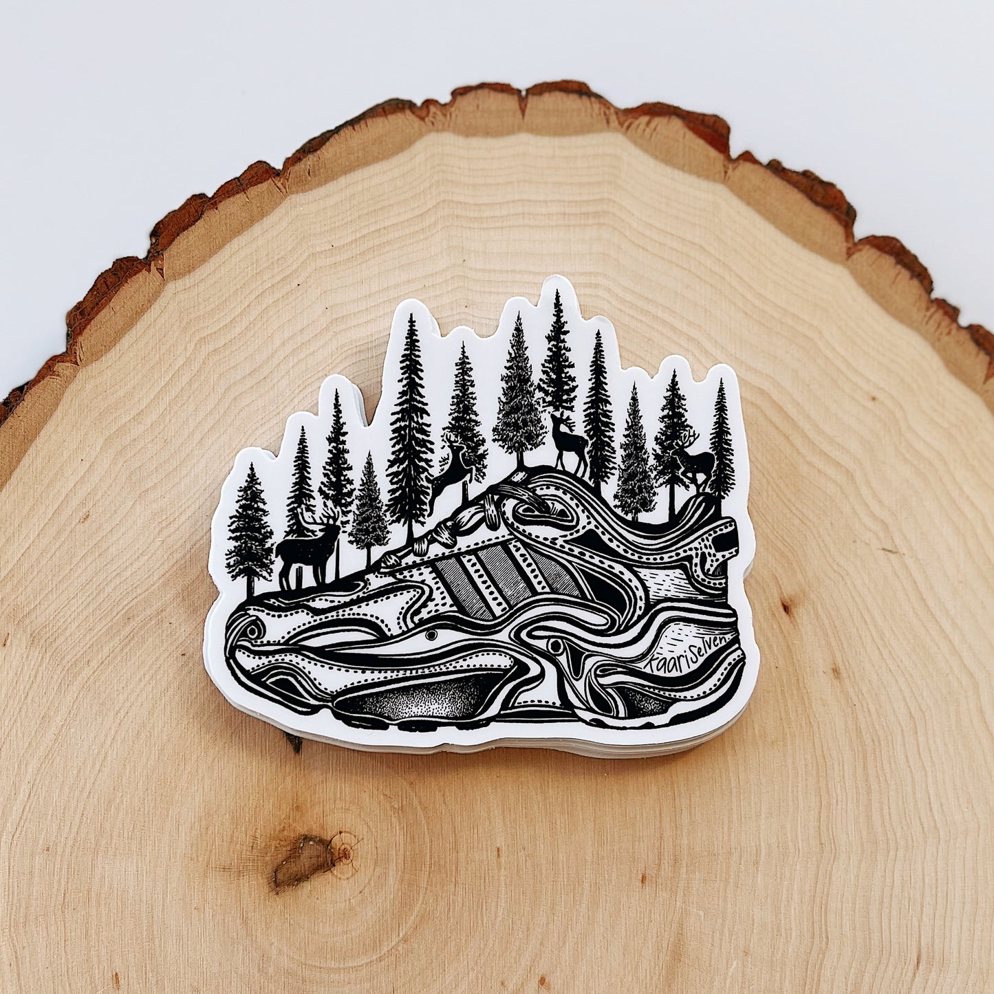 Forested Running Shoe Vinyl Sticker
