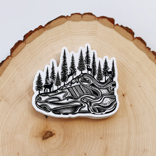 Forested Running Shoe Vinyl Sticker