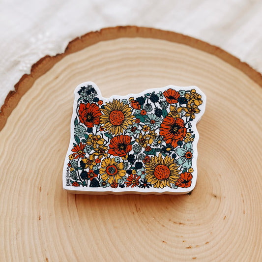 Oregon Floral Outline Vinyl Sticker