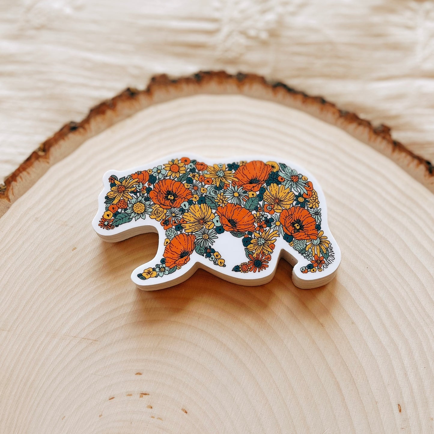 Floral Bear Vinyl Sticker