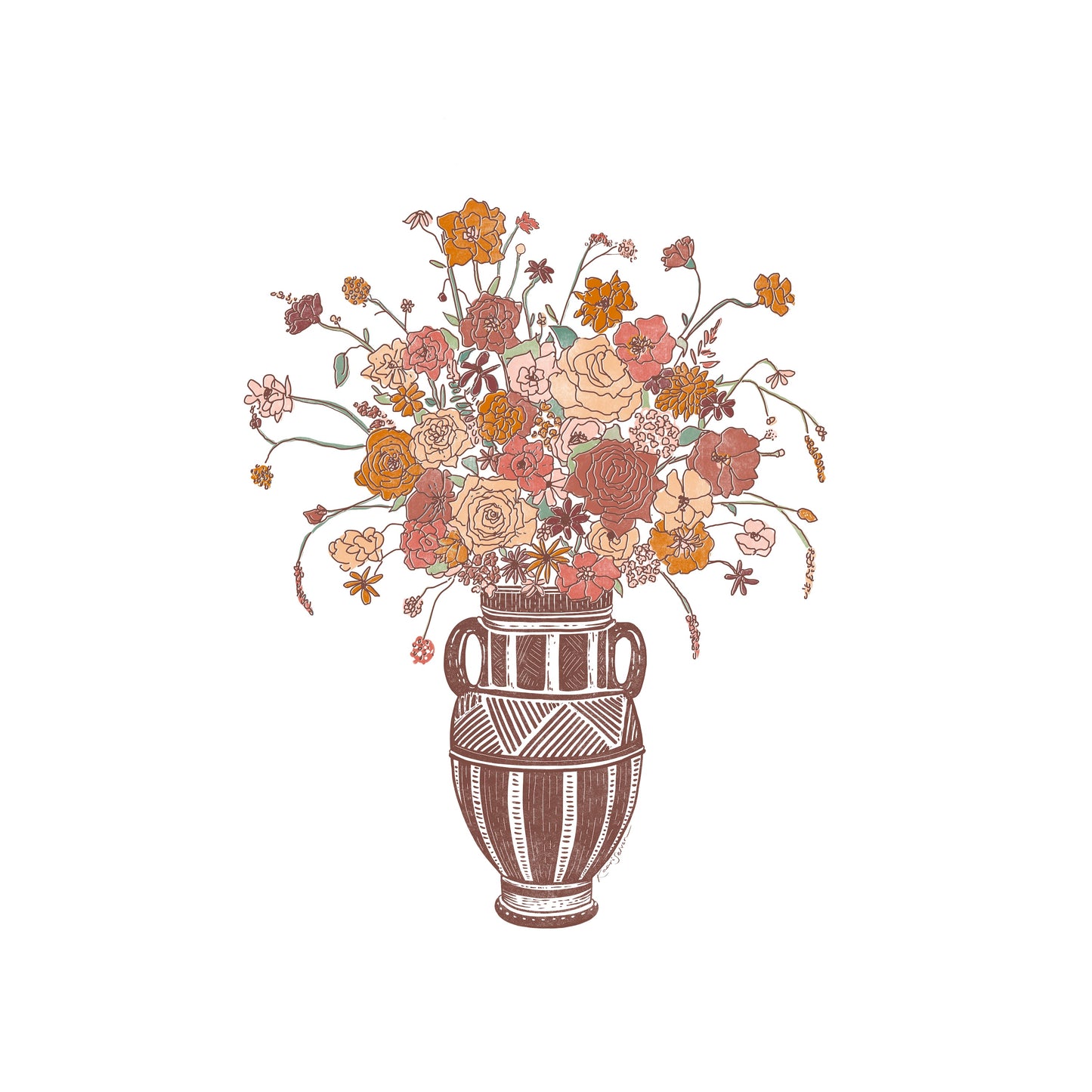 Floral Amphora Art Print
