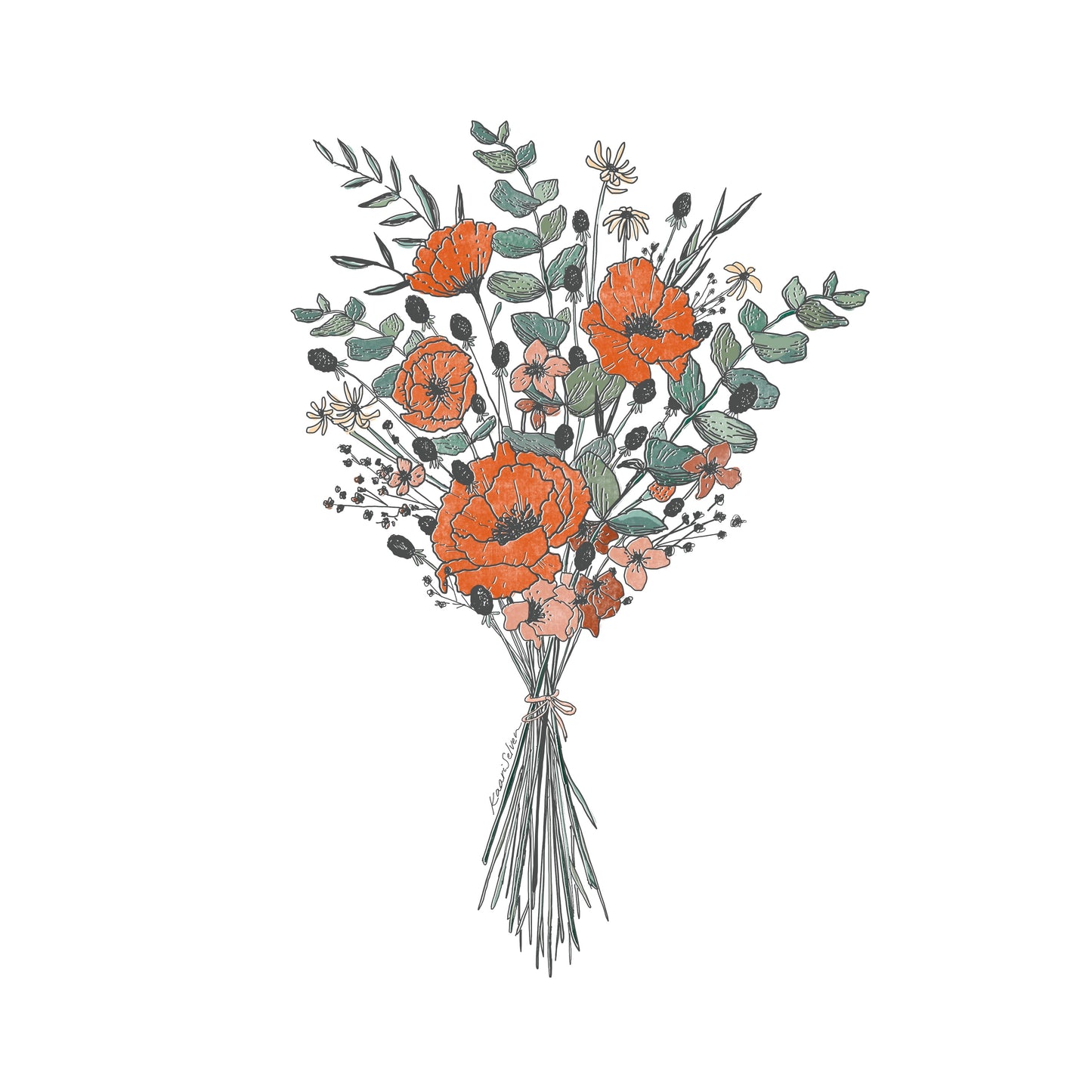 Poppy Bouquet Art Print