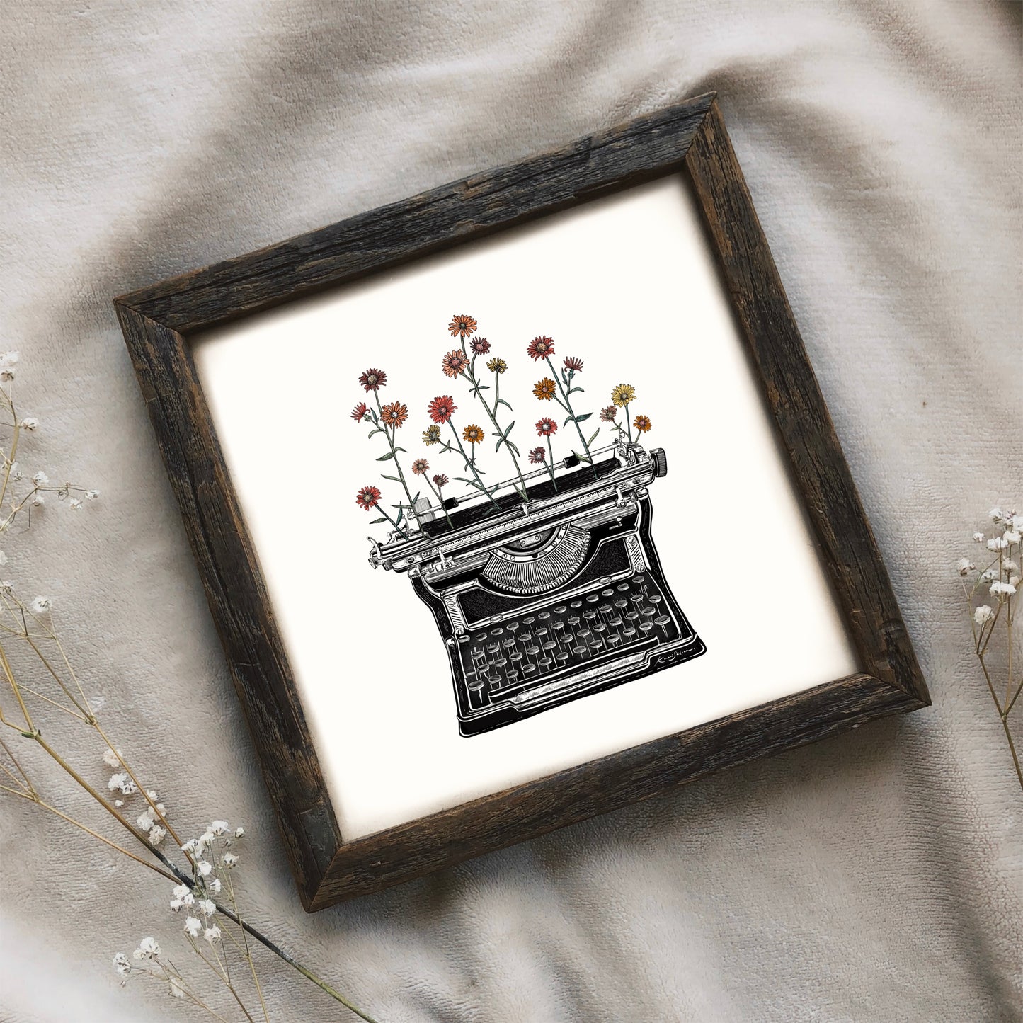 Floral Typewriter II Art Print