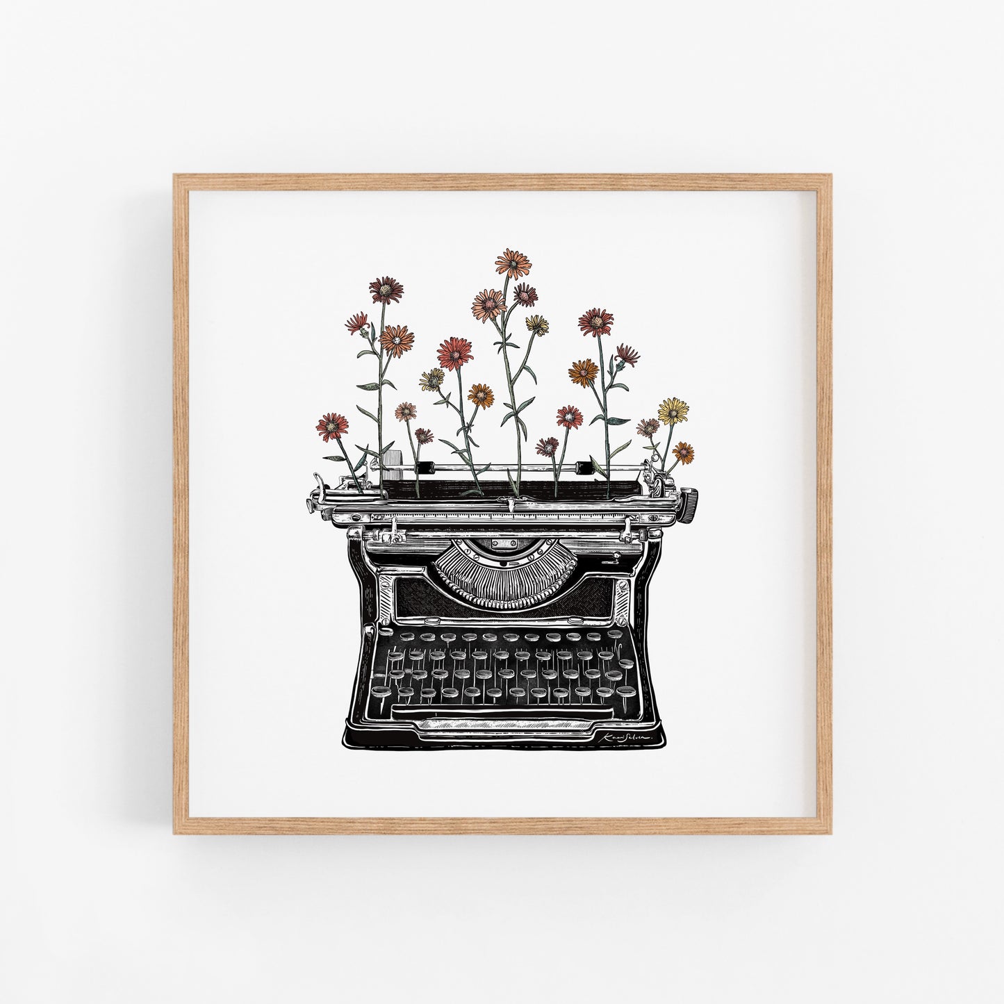 Floral Typewriter Art Print