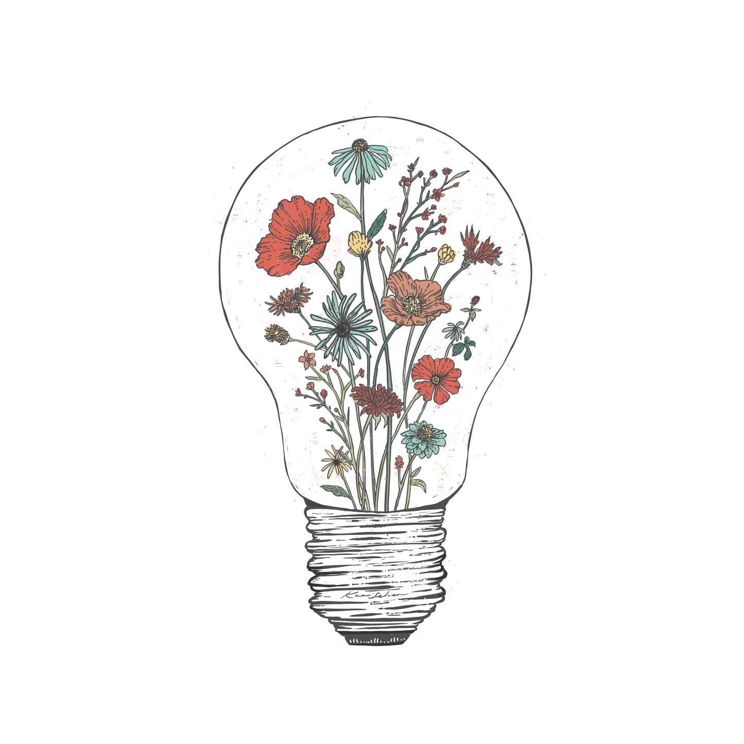 Floral Lightbulb Art Print