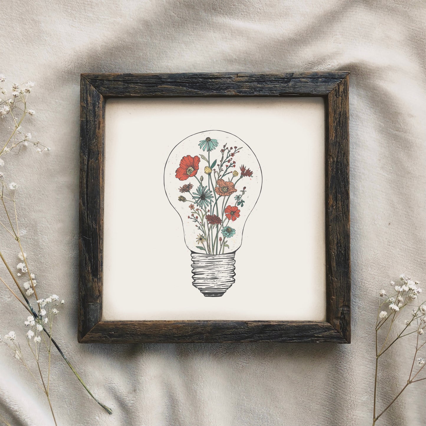 Floral Lightbulb Art Print