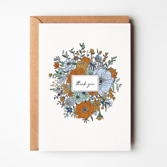 Thank you, Floral Circle, Greeting Card