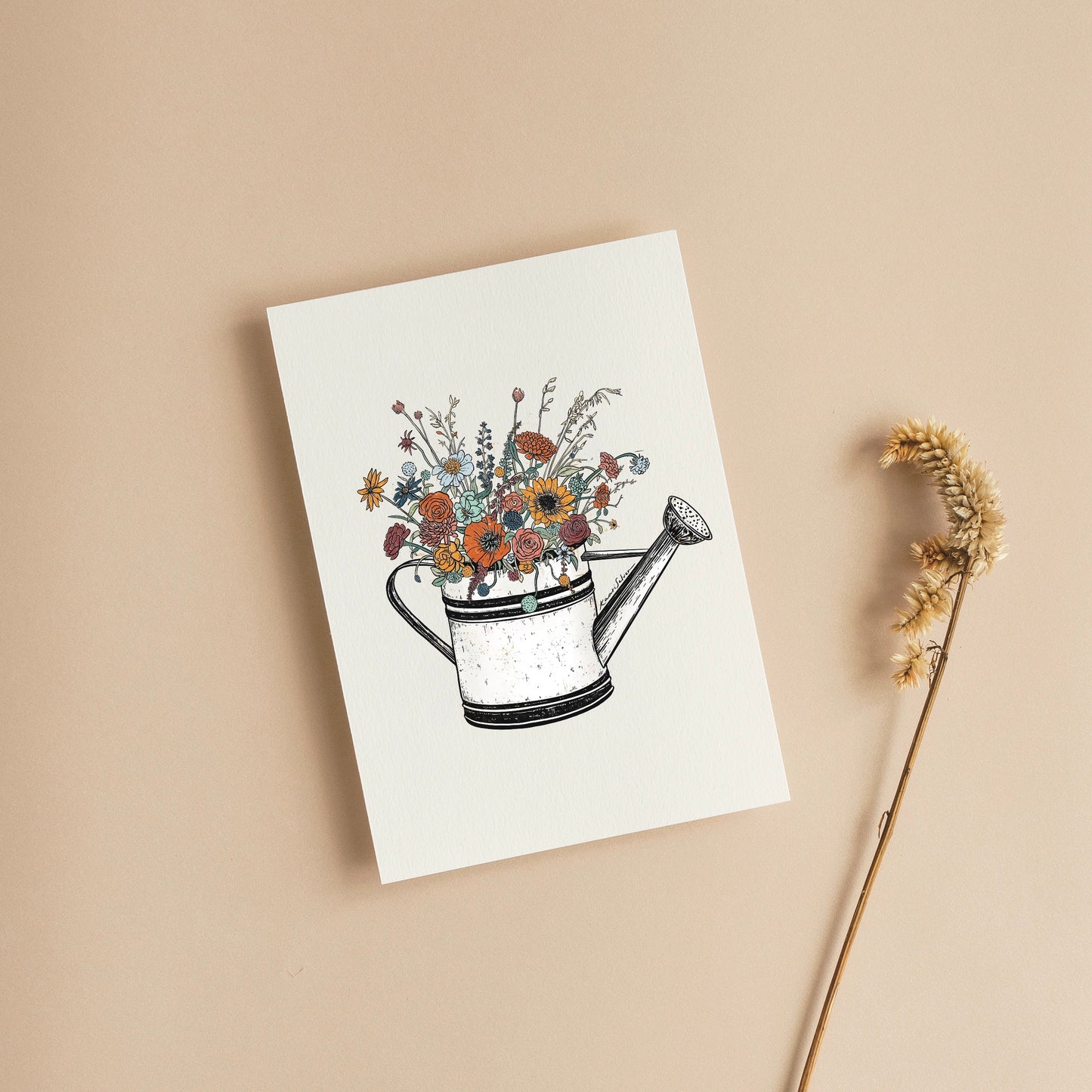 Floral Watering Can Greeting Card