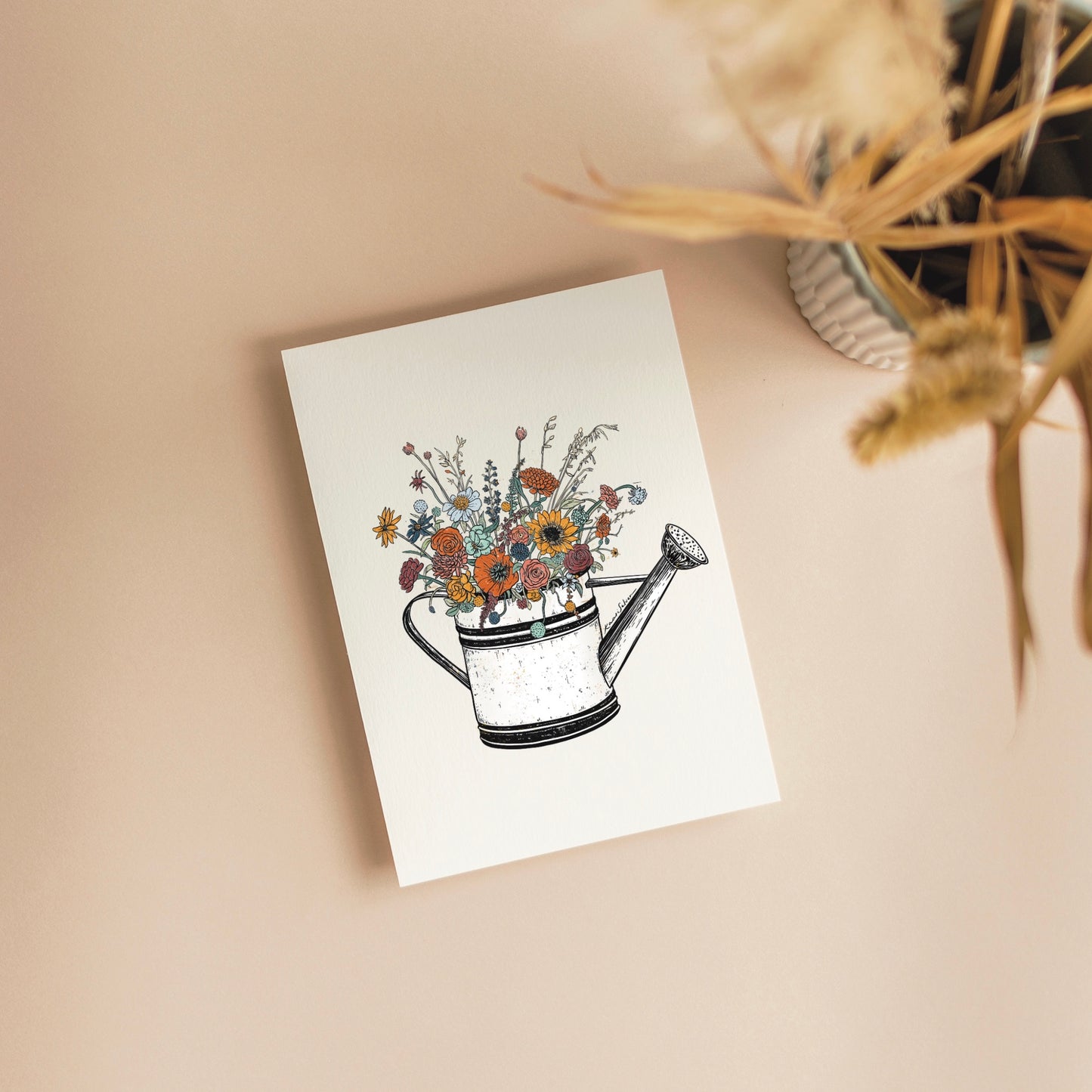 Floral Watering Can Greeting Card