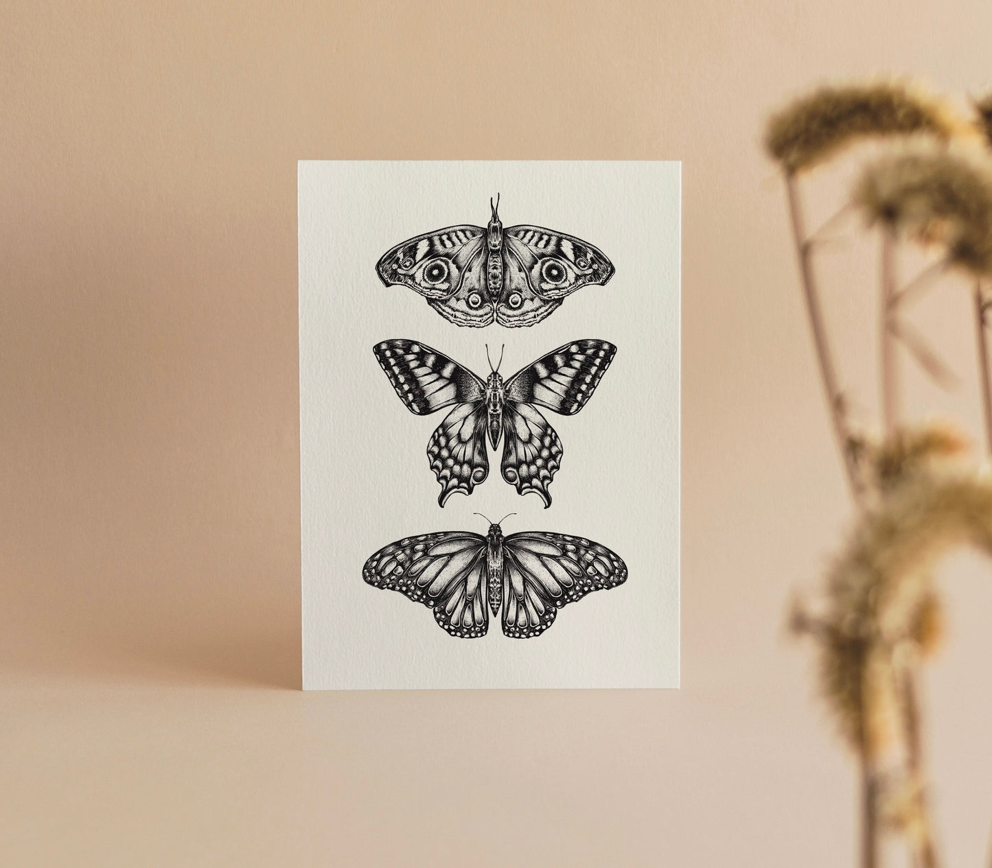 Three Butterflies Art Greeting Card